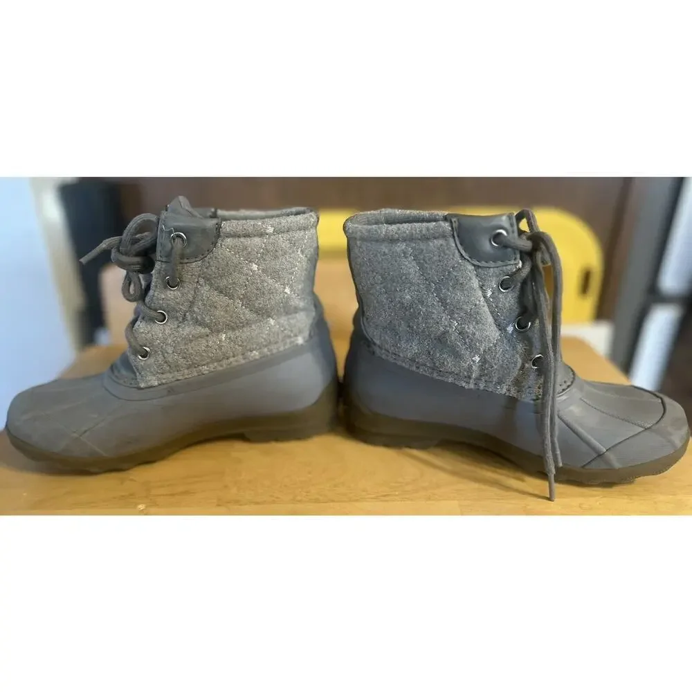 Sperry Gray Duck Boots YOUTH size 13M 50% Wool 50% Polyester Winter Snow RAIN
